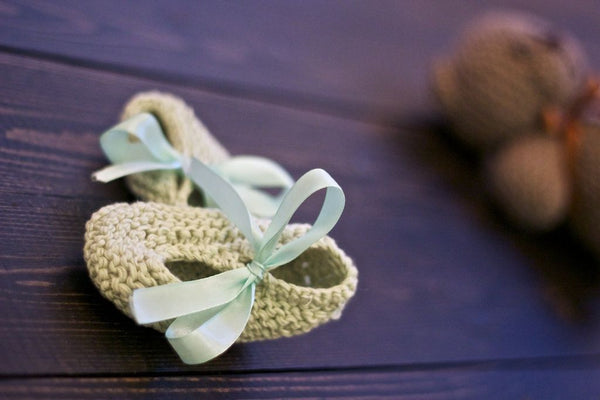 Пинетки-туфельки вязаные Ментоловые