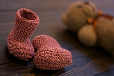 Пинетки-туфельки вязаные Брусничные